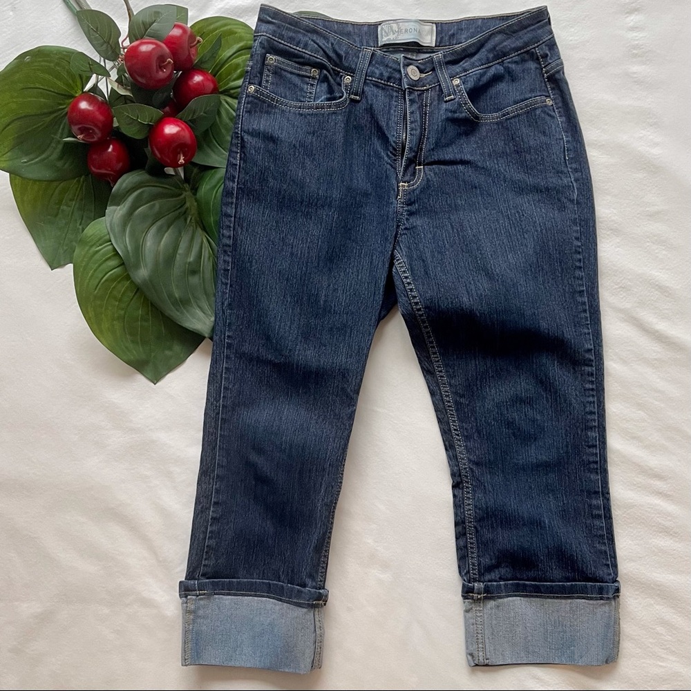 Merona Dark Wash Cuffed Crop Straight Leg Jeans 6 (Women’s)